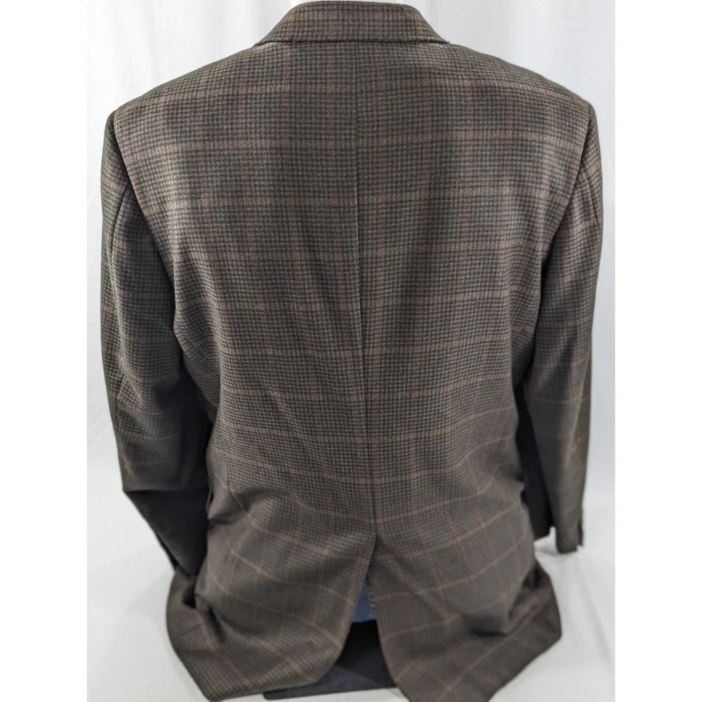 Vitg Hickey Freeman Blazer Sport Suit Jacket Green Red Glenn Check 42L Soft Wool